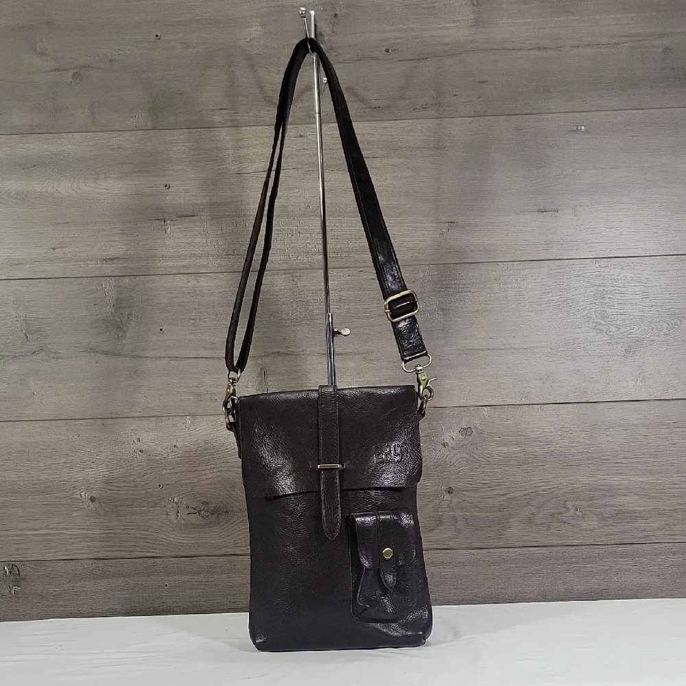 Mens F 29 Brown Durable Leather Crossbody Messenger Bag